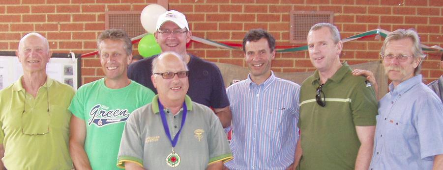 John Boas (centre front) surrounded by (left to right) Tom Hancock, Gary Honey, David Culbert, Rob Craigie, Ian Campbell and Tim Erikson.