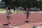 Josh heading for the finish line in the 4x400m