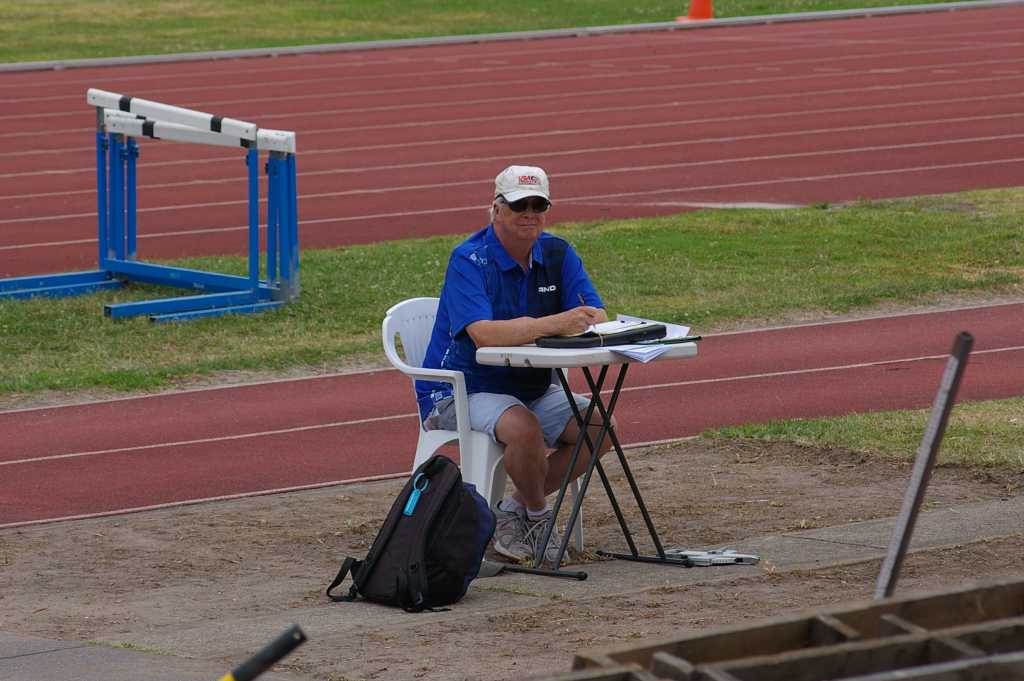 Peter officiating at the Pole Vault