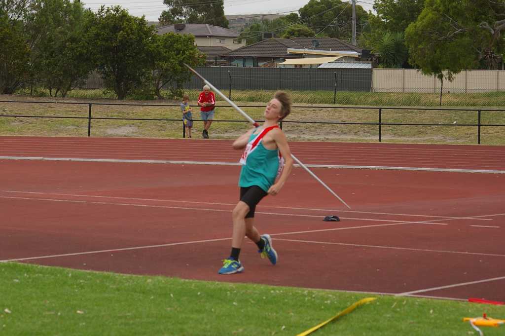 Flynn throwing the Javelin