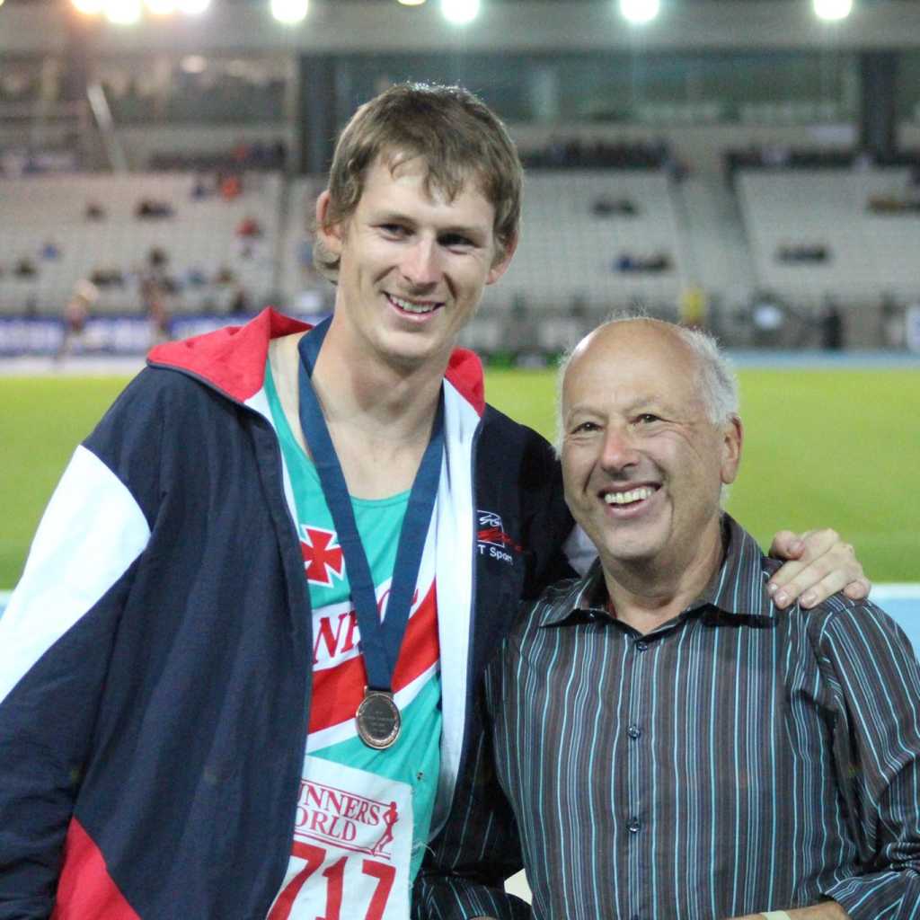 Glen with Bronze medal and coach John