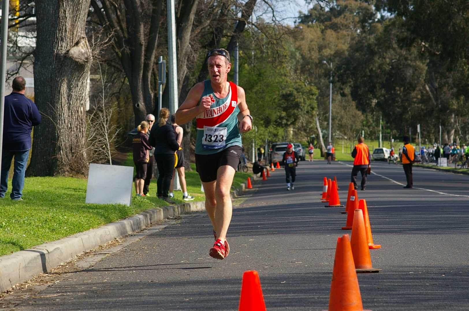 John metres from the finish line