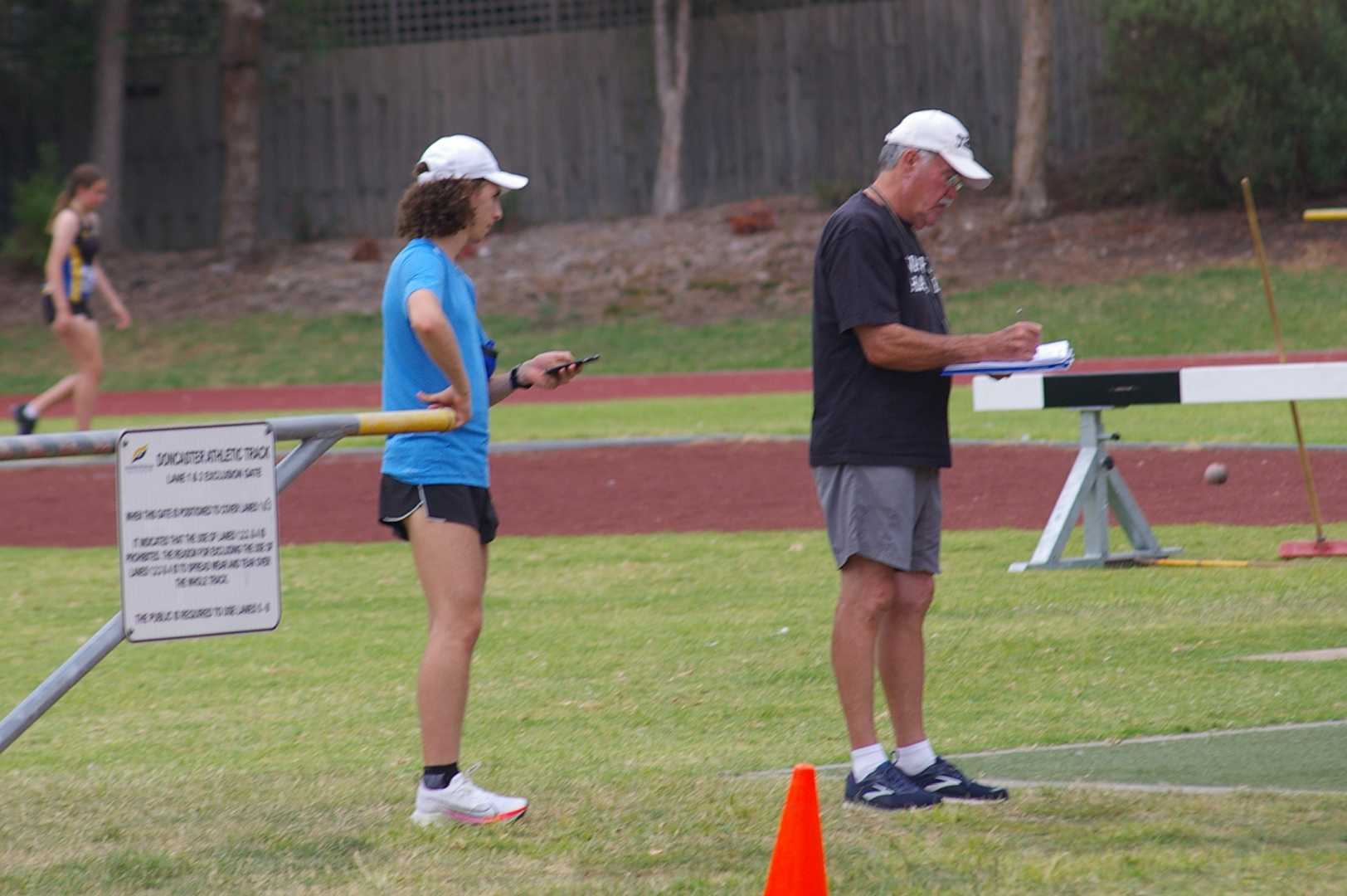 David and Jeff (Lap scoring the 3000m)